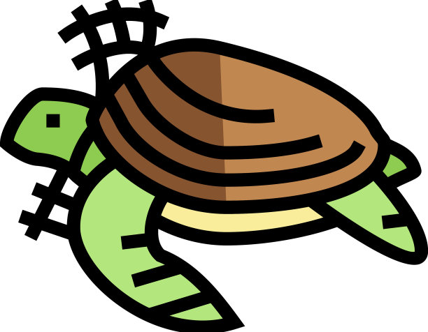 海龟在塑料网的颜色图标图片下载