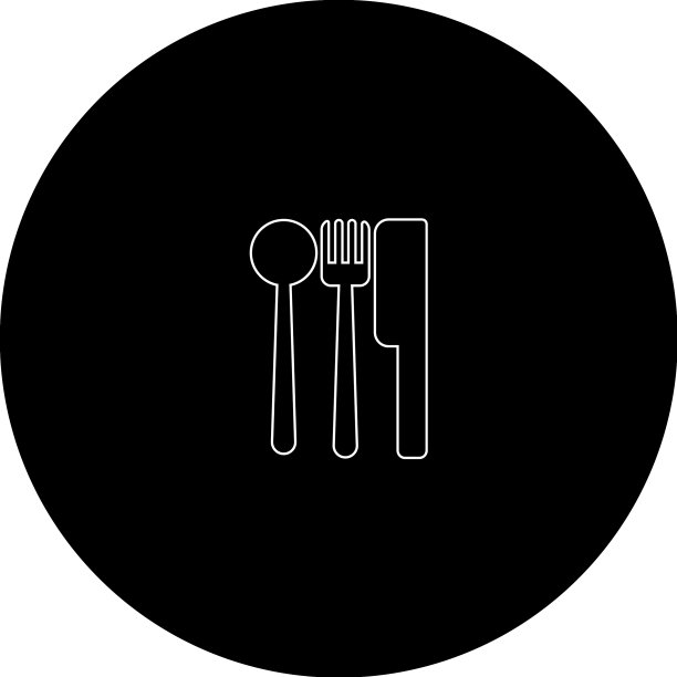 黑白标志的勺子和叉子图片下载