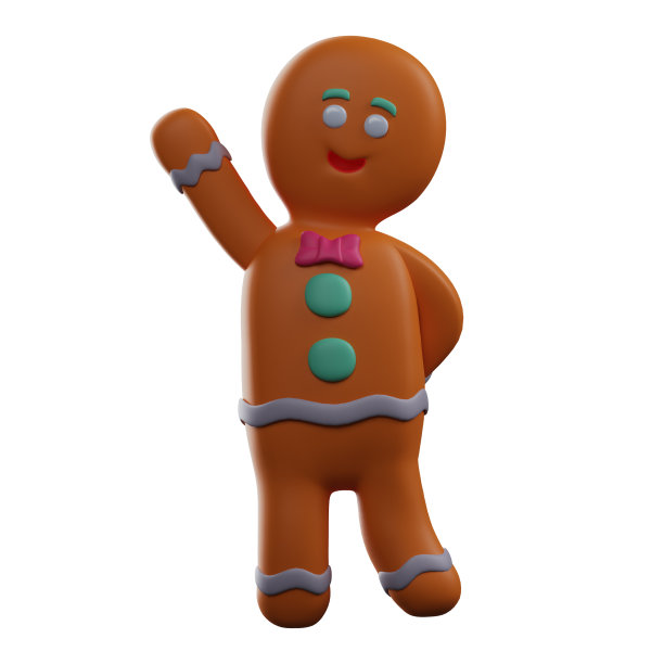 可爱的3d姜饼卡通图片挥手图片下载