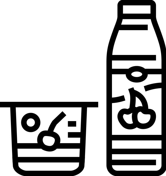 樱桃酸奶线条图标图片下载
