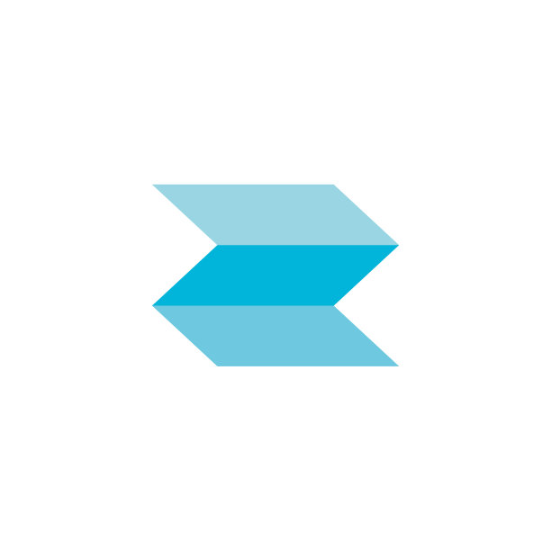 蓝色纸折箭头三维渐变平面标志图片下载