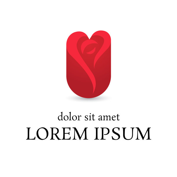 红粉心玫瑰标志设计模板图片下载