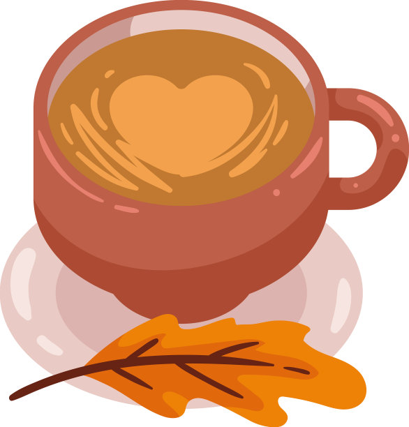 咖啡杯和咖啡叶图片下载