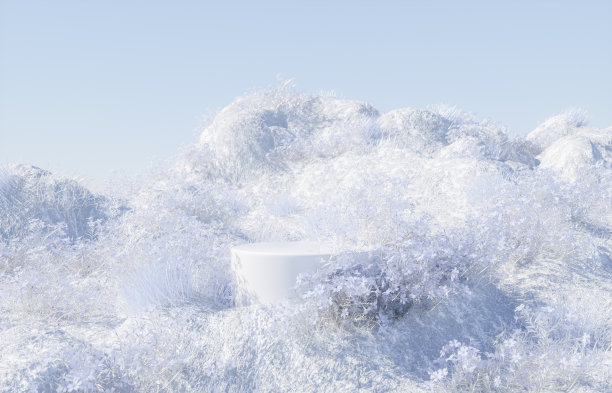 产品展示的自然美平台背景与冬季草地场景。图片下载