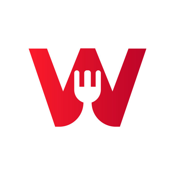 字母餐厅标志结合叉子图标。图片下载