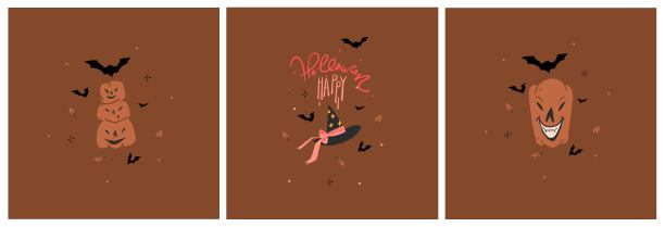 手绘抽象矢量图形剪贴画插图，万圣节节日化装晚会成人人物集合集。诡异的万圣节设计海报概念。万圣节快乐当代艺术。图片下载