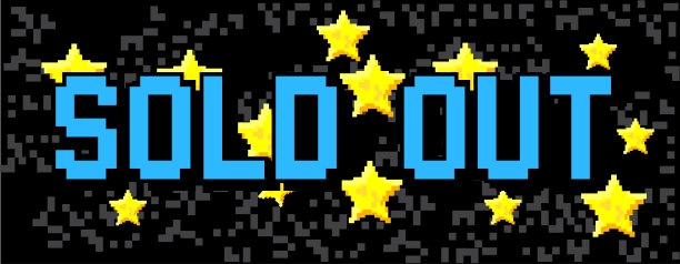 卖完了。像素字与几何图形背景。图片下载