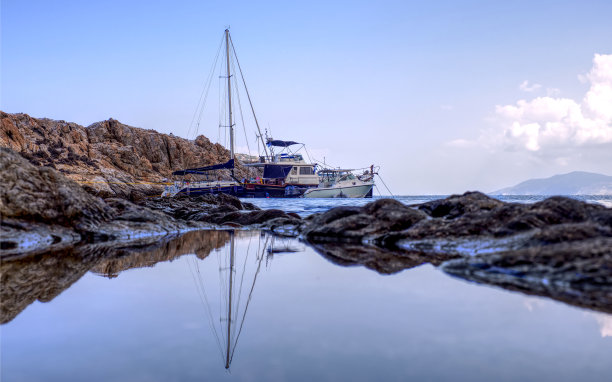 爱琴海岛的海滩摄影图片下载