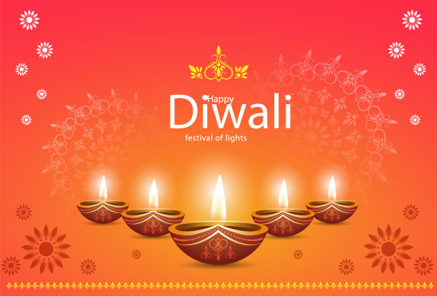 现实的排灯节diya横幅与快乐排灯节图片下载