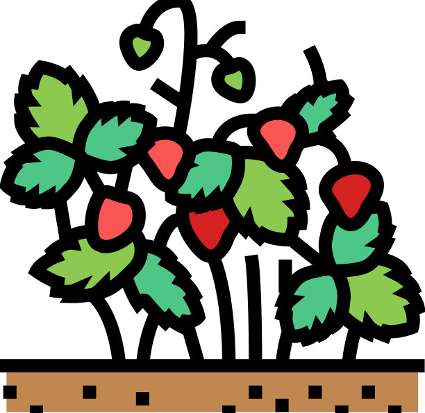 草莓丛植物颜色图标图片下载