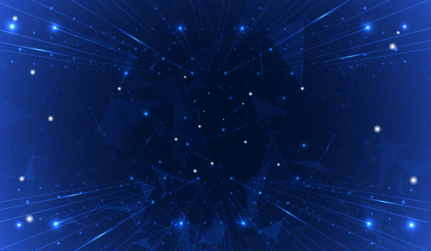 摘要未来低聚数据网络飞越概念在深蓝色背景向量上。技术丛科学技术插图。图片下载