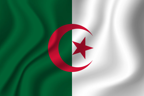 阿尔及利亚的旗帜。官方颜色的阿尔及利亚国家标志。模板图标。摘要向量背景图片下载