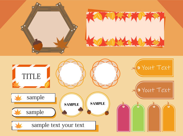 万圣节的标题，标题设计。标题模板集。矢量图图片下载