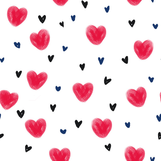 手绘心形圆点图案白色图片下载