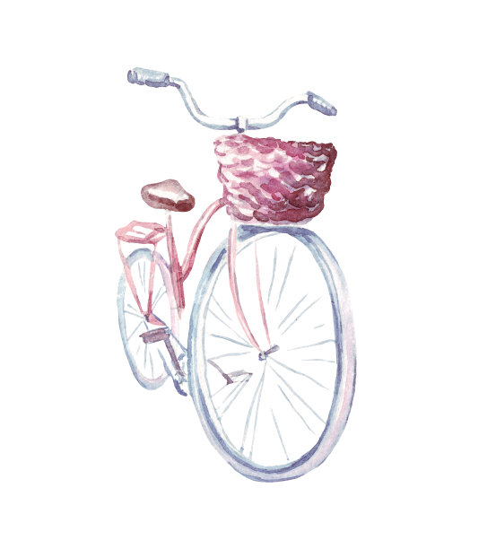 自行车。水彩剪纸艺术图片下载