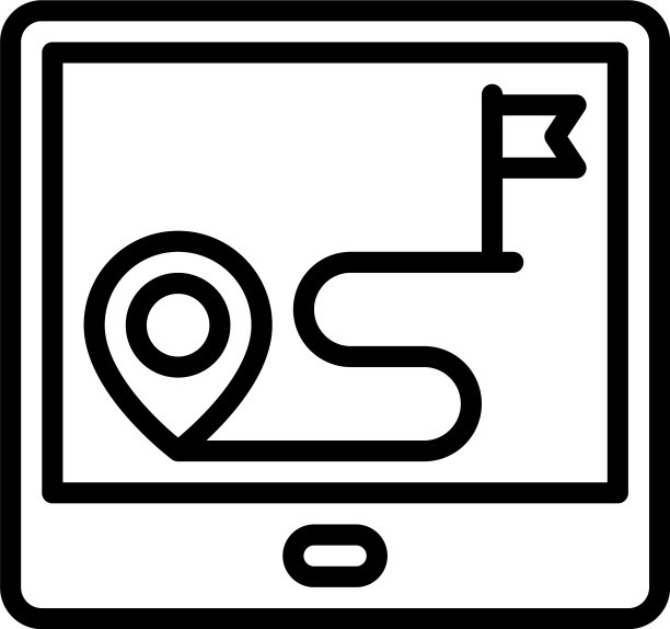 平板电脑上的路线地图图标位置地图图片下载