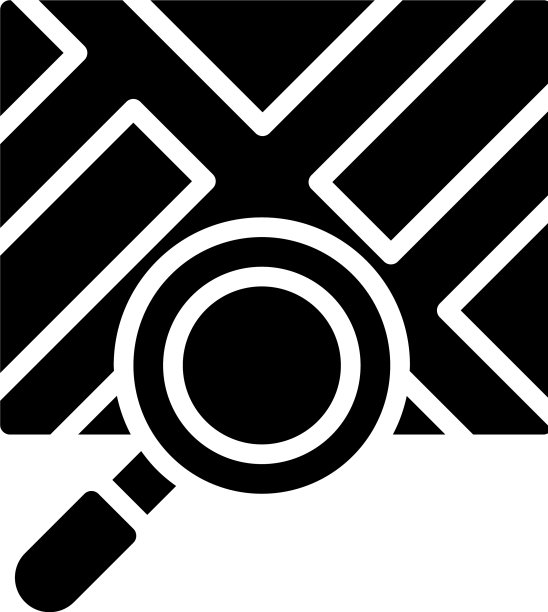 放大镜和地图定位图标图片下载