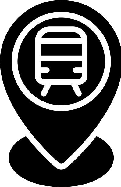 带有火车图标的位置地图和导航图钉图片下载