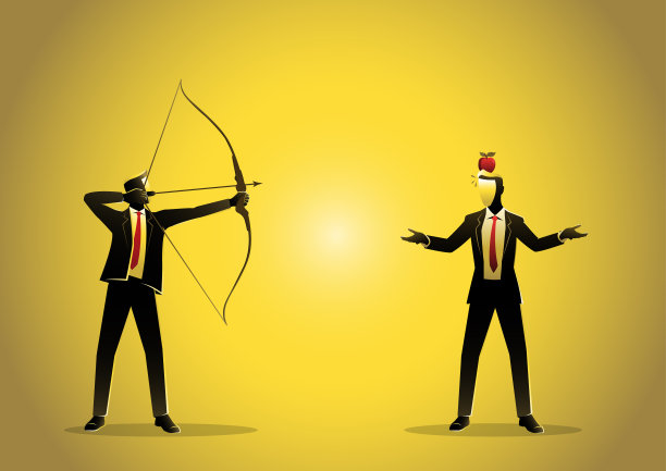 商人向头上的苹果射箭图片下载