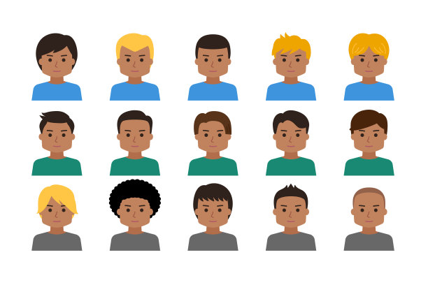 阿凡达系列的人卡通图标的面孔。图片下载