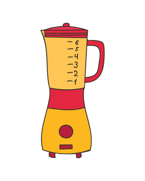 搅拌机彩色涂鸦插图在矢量。搅拌机彩色图标在矢量图片下载