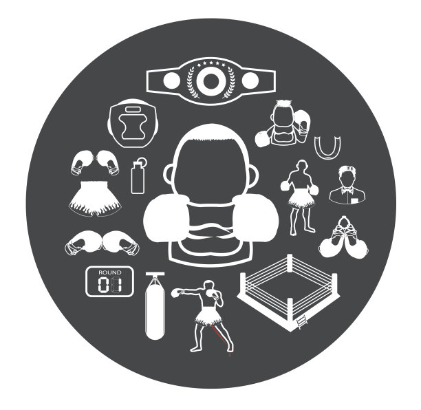 黑色和白色拳击图标设置图片下载