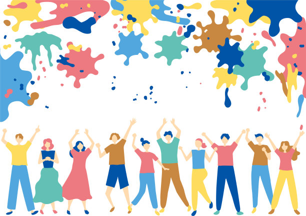 平铺人的画风和水墨背景图片下载