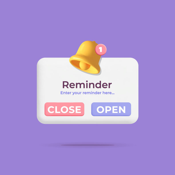 3d矢量提醒推送通知矩形窗口与钟新的图标模型设计图片下载