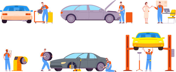 汽车修理过程汽车修理工检查和图片下载