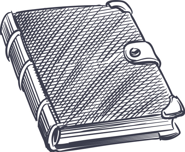 上锁精装书手绘日记素描图片下载