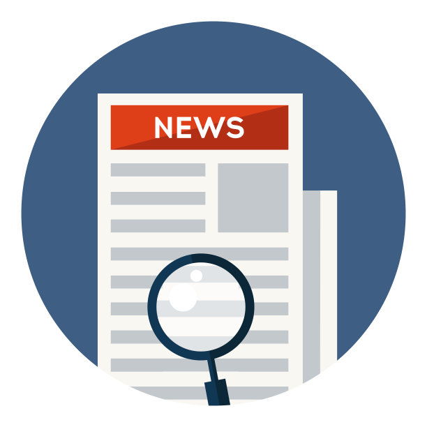 圆形放大镜图标的报纸图片下载