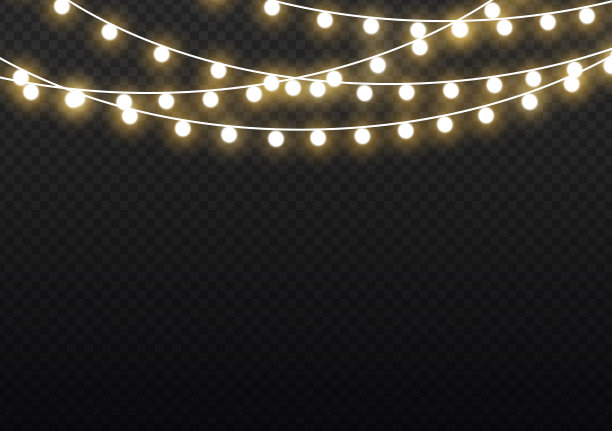 圣诞灯金色灯泡发光花环图片下载