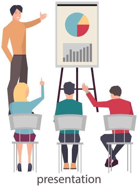 商人在董事会会议室给员工做演示。老板给同事们看计划图图片下载