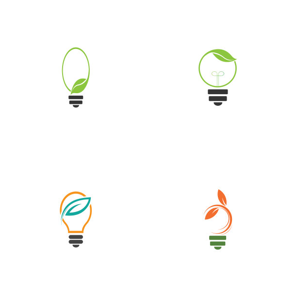 绿叶和灯光标志设计图片下载