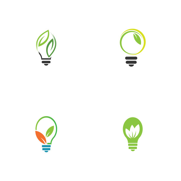 绿叶和灯光标志设计图片下载