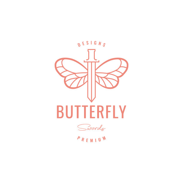 时髦的蝴蝶与剑标志设计图片下载
