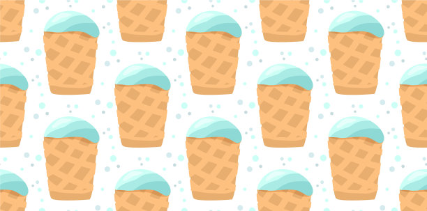 牛奶泡芙冰淇淋，华夫饼无缝图案图片下载