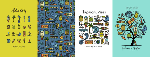 概念艺术集热带放松生活方式框架图片下载