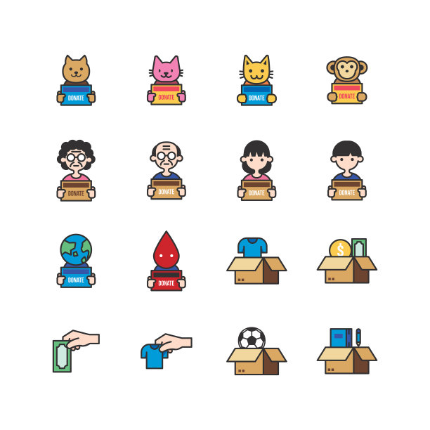 捐赠和慈善单位的图标设置保持盒图片下载