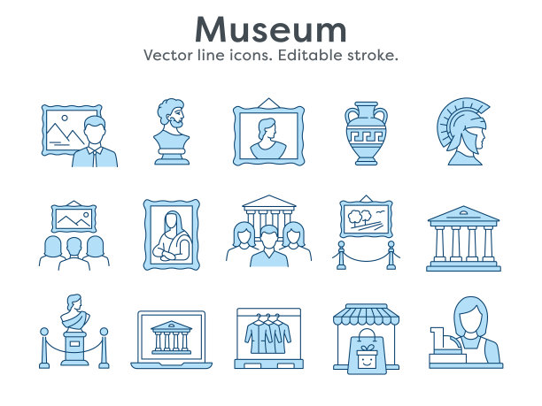 博物馆icon如雕塑、古董、头盔等图片下载