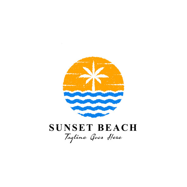 日落海滩的标志图片下载