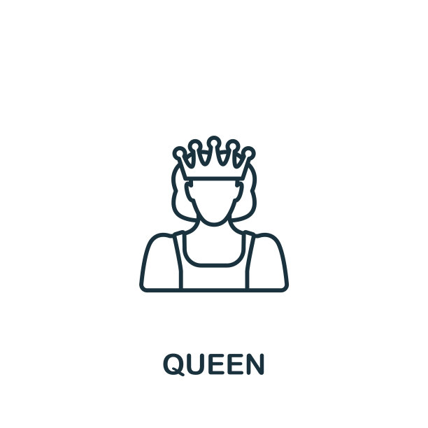 女王图标单色单线游戏元素图片下载