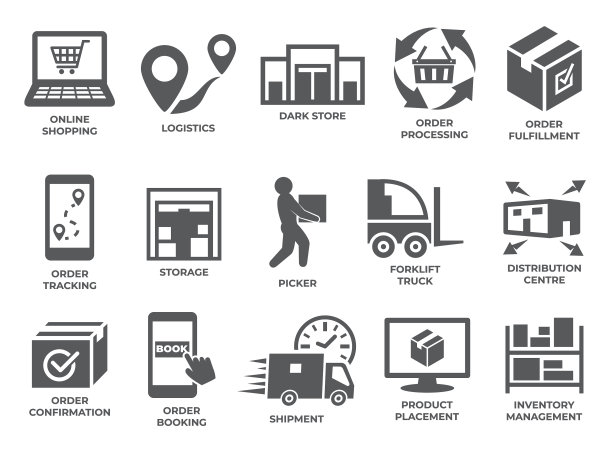 送货图标设置在白色背景上图片下载