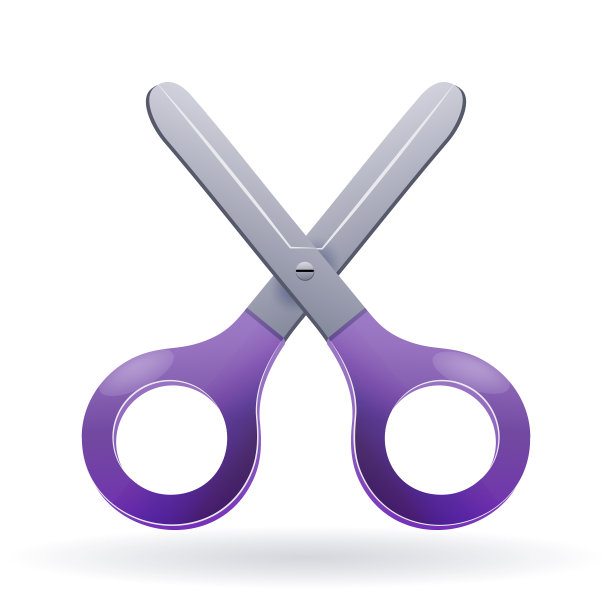 文具剪刀与塑料柄隔离图片下载