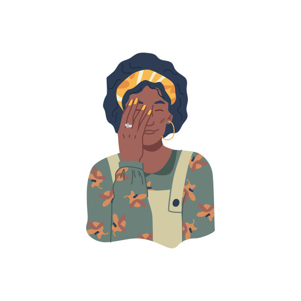 卡通女人展示完美指甲上的美甲图片下载