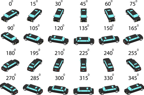 一套24辆不同角度的豪华轿车图片下载