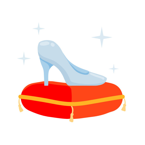 红色枕头上的水晶拖鞋图片下载