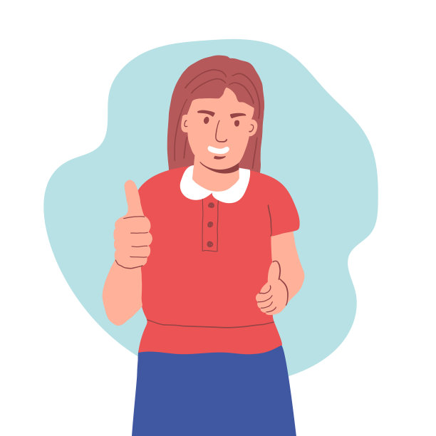 一个满意的女人举起大拇指做了个手势图片下载