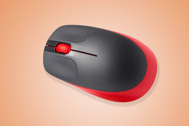 彩色背景上的无线激光电脑鼠标。图片下载