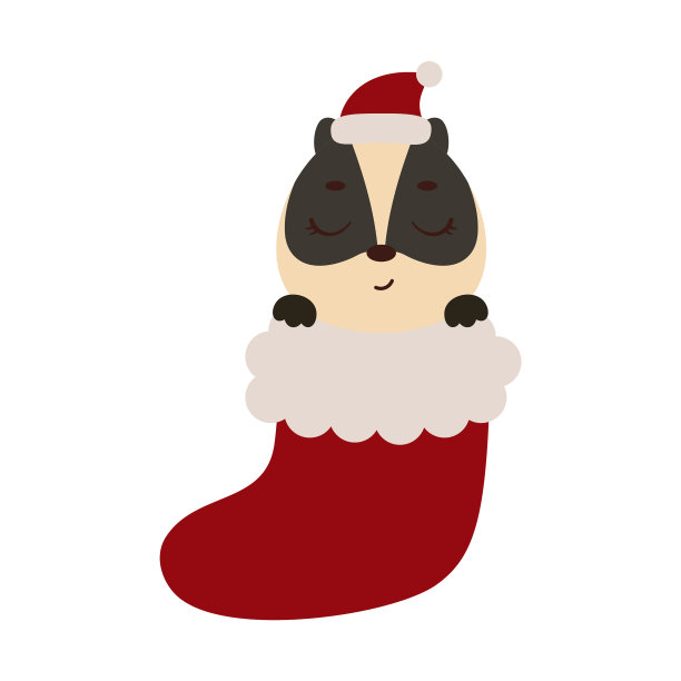 可爱的小獾在圣诞袜卡通图片下载